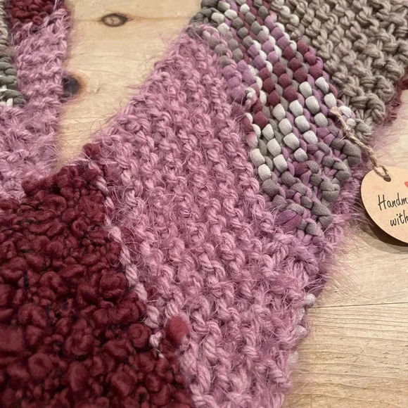 NWT mauve, purple, grey, light brown extra long scarf cottagecore grannycore - Picture 4 of 6